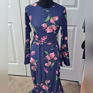 Tavin Blue With Pink Floral Maxi Dress   Size 6